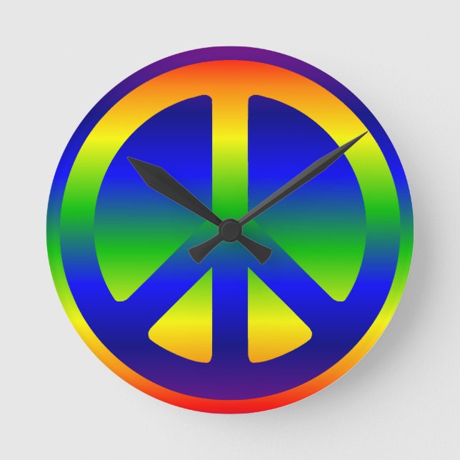 Skraj regnbågefredsymbol rund klocka (Framsida)