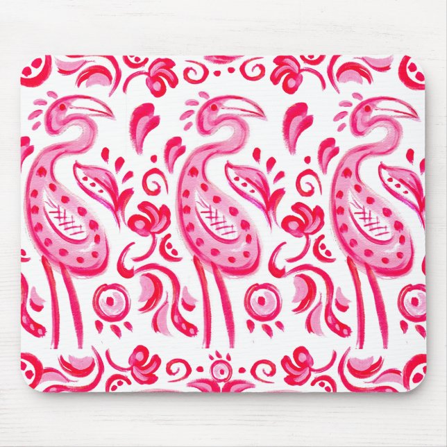Skraj rosa Flamigo Paisley mönster Musmatta (Framsidan)