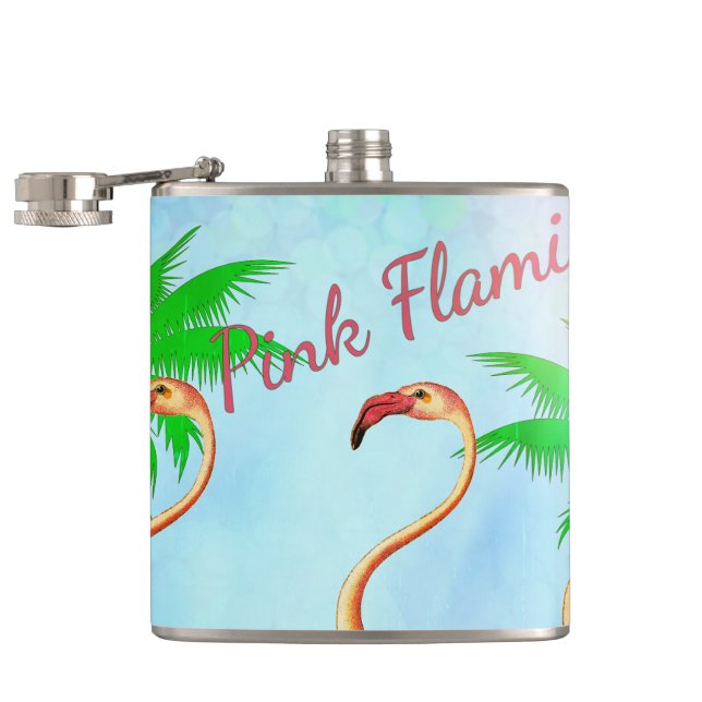 Skraj rosa Flamingospalmträdblå himmel Fickplunta (Öppnad)
