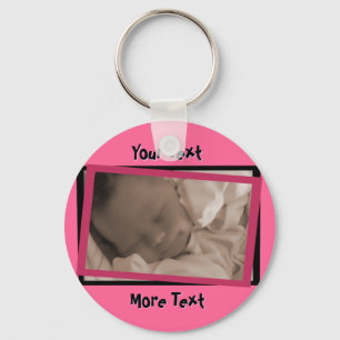 Skraj rosa och svart ram Keychain Nyckelring