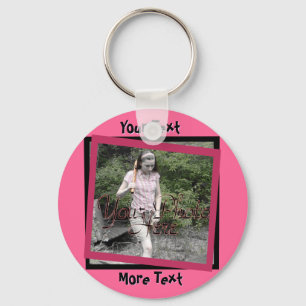 Skraj rosa och svart ram Keychain Nyckelring
