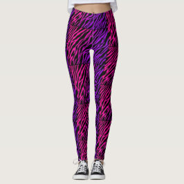 Skraj rosa purpurfärgad zebra tryckdamasker leggings