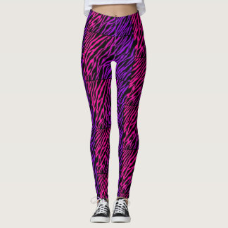 Skraj rosa purpurfärgad zebra tryckdamasker leggings