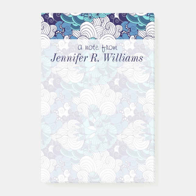 Skraj snäckskalmönster | tillfogar ditt namn post-it block (Framsida)