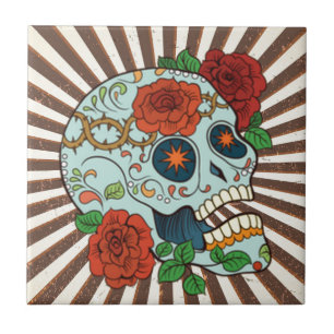 Skraj socker Döskallar Diameter de los Muertos Kakelplatta