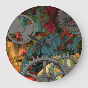 Skraj VictorianPewter Steampunk Stor Klocka