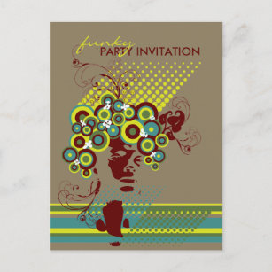 Skraj vykort för inbjudan för party för blomhår