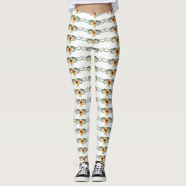 skral gula blommor leggings (Framsida)