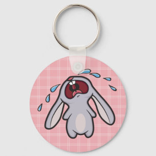 Skrålkaninen med rosor kontrollerar Keychain Nyckelring