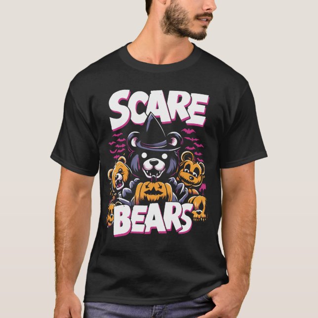 Skräm Bears Spooky Funny Halloween Design Design T Shirt (Framsida)