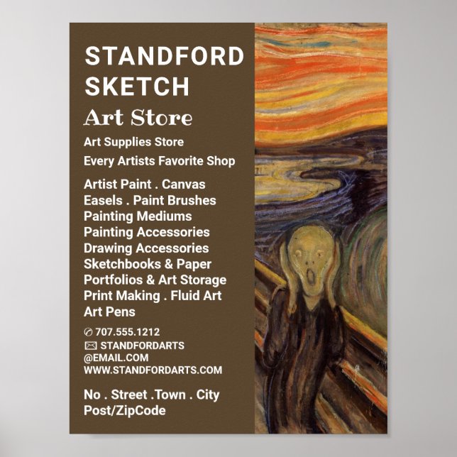 Skräm by Edvard Munch, Art Supplies Store Poster (Framsidan)
