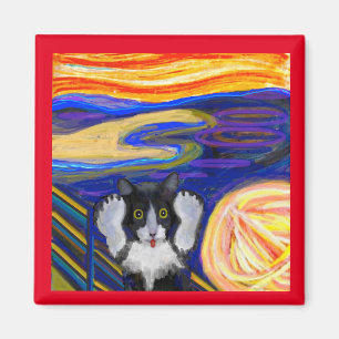 Skräm, FIne Art by Munch, Parody Cat Art Magnet