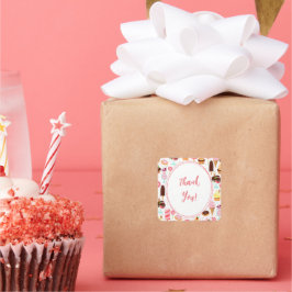 Skräm för Ice Cream Girls Sweet Cute Birthday Fyrkantigt Klistermärke