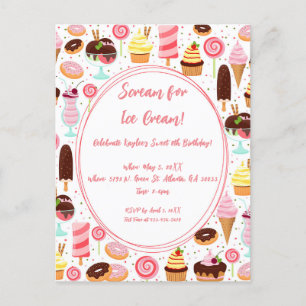 Skräm för Ice Cream Girls Sweet Cute Birthday Inbjudan Vykort