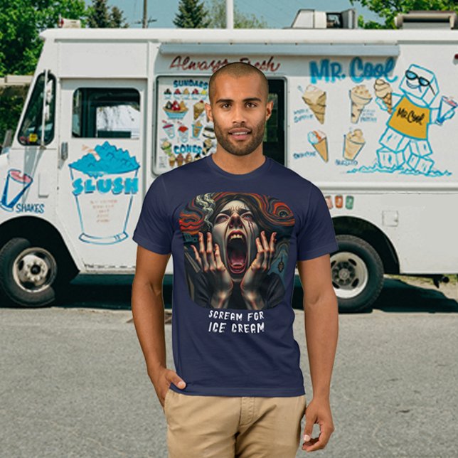 Skräm för Ice Cream Hauntely Funny Manar T Shirt (Scream For Ice Cream Tormented & Haunting Men's T-Shirt)