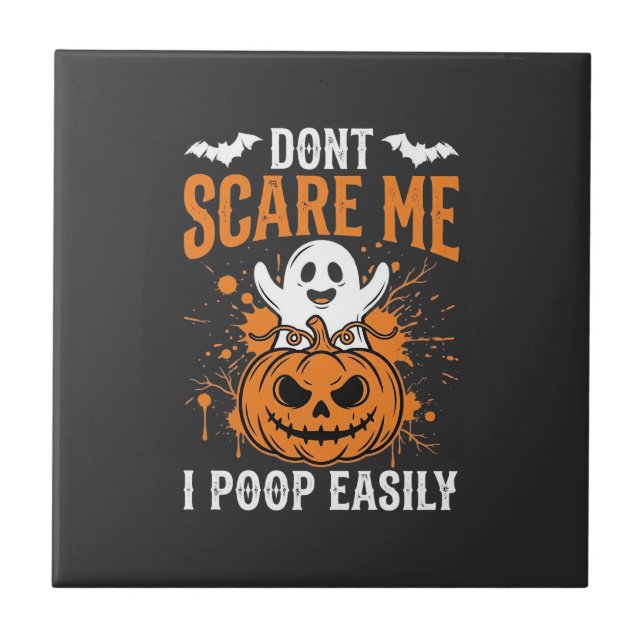Skräm mig inte Halloween-spökpumpa-design Kakelplatta (Framsidan)