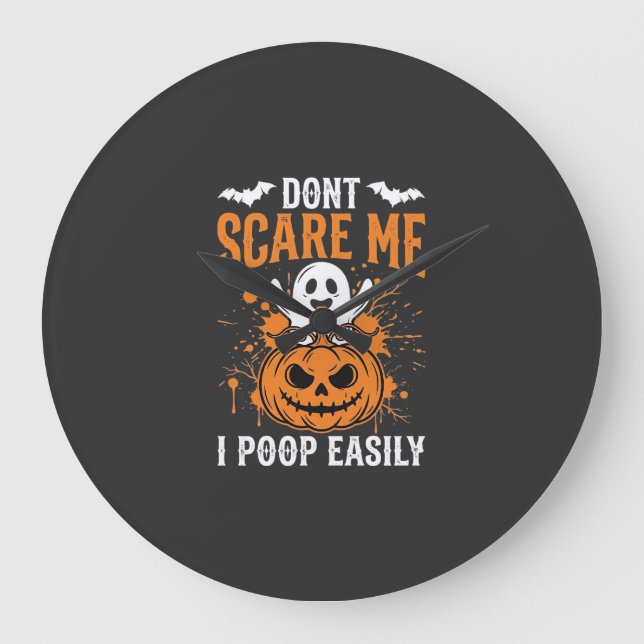 Skräm mig inte Halloween-spökpumpa-design Stor Klocka (Framsida)