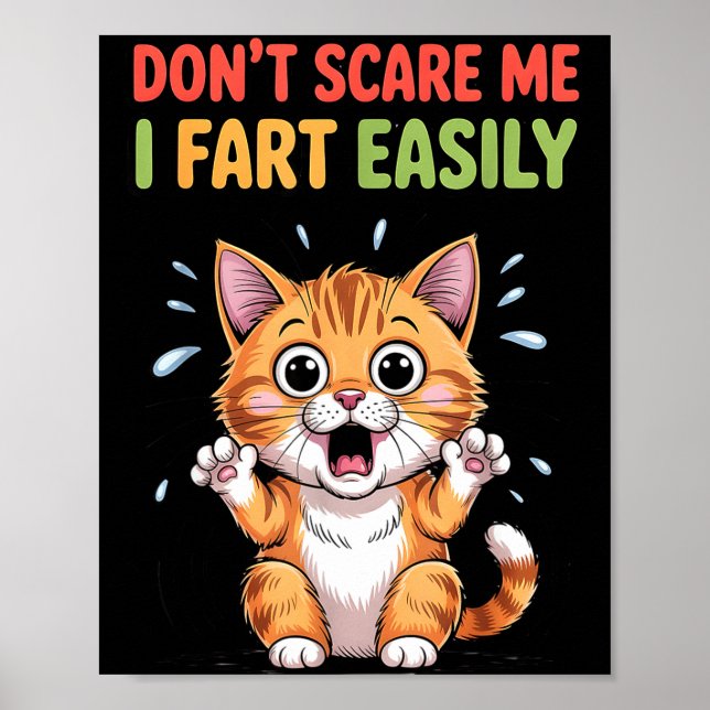 Skräm mig inte jag fäser lätt rädd katt rolig meme poster (Framsidan)