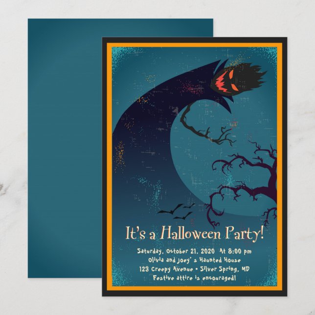 Skräm upp en inbjudan till Party Halloween fest (Fram/baksida)