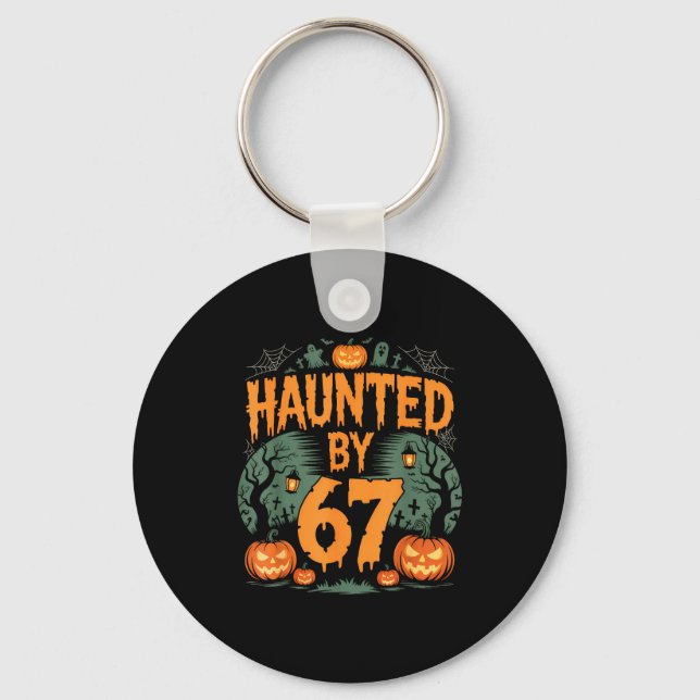 Skrämd av 67 Meme Halloween-pumpa Nyckelring (Framsida)