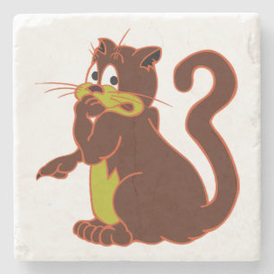 skrämd mörk BROWN NAUGHTY CAT Stenunderlägg