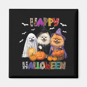 Skrämd Pembroke Pomeranian Hund Häxa Hatt Hallowee Magnet