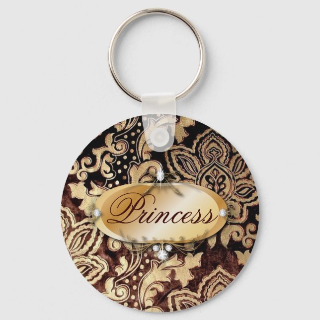 Skrämd segrare för brun chokladdamm i guld nyckelring (Framsida)