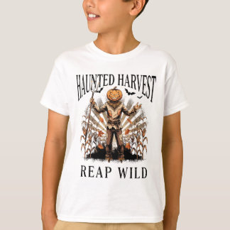 Skrämd skördefest Halloween T-shirt med pumaskrämm