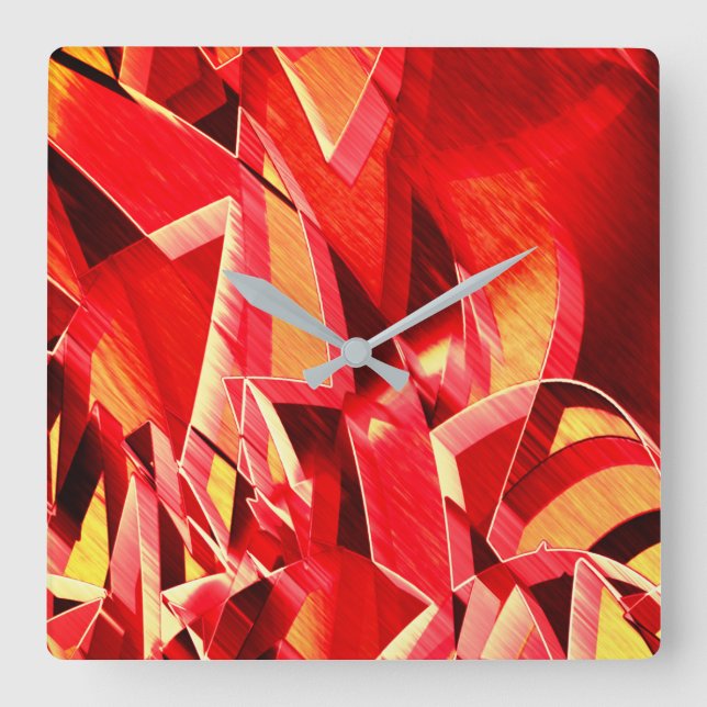 Skrämda röda band som simulerar rörelse fyrkantig klocka (Framsida)