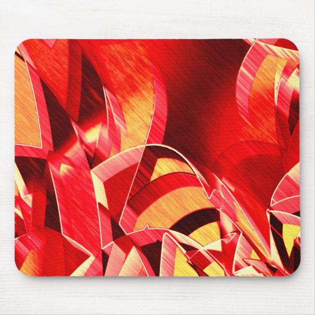 Skrämda röda band som simulerar rörelse över orang musmatta (Framsidan)