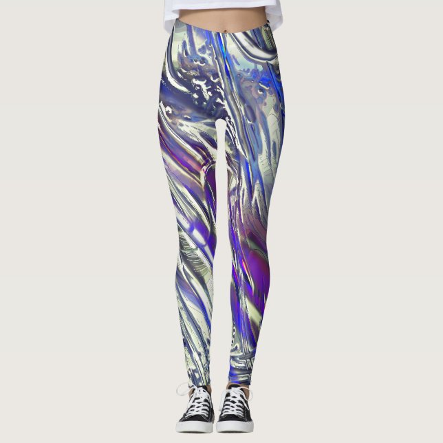Skrämda spår på silver struktur under blått blåa leggings (Framsida)