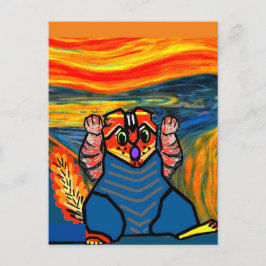 "Skrämen by Munch, Cat Art Parody" Vykort