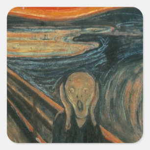 Skrämen - Edvard Munch. Måla teckning. Fyrkantigt Klistermärke