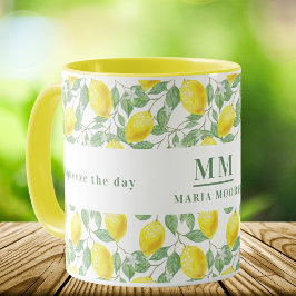Skrämma på dagen med citronmonogrammet mugg
