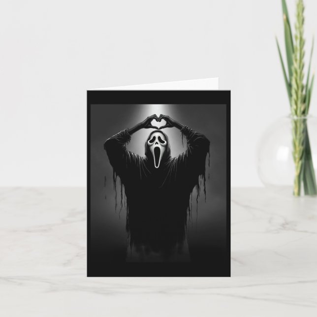 Skrämmande Ansikte Skräck Ghost Hjärta Händer Kusl Kort (Framsida)