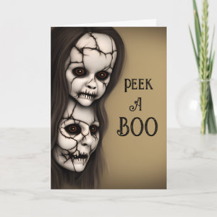 Skrämmande ansikten Peek-a-Boo Halloween Kort