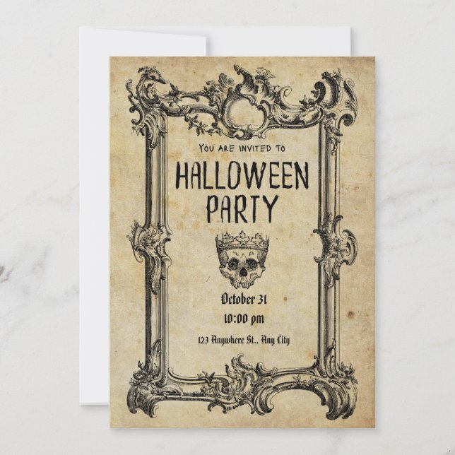 Skrämmande antika Halloween-festkort Julkort (Framsida)