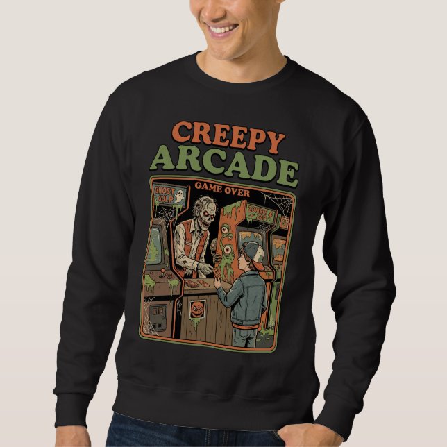 Skrämmande Arkad Retro Skräckspelare Lång Ärmad Tröja (Framsida)