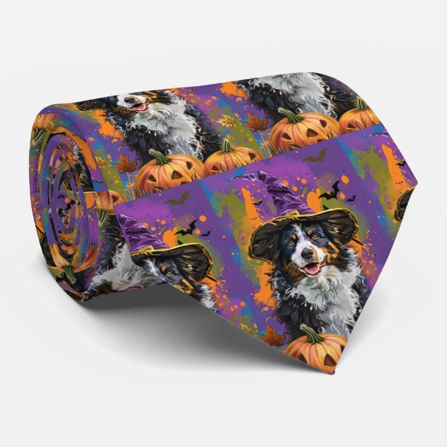 Skrämmande australsk herde Halloween-häxa-pumpa Slips (Rullad)
