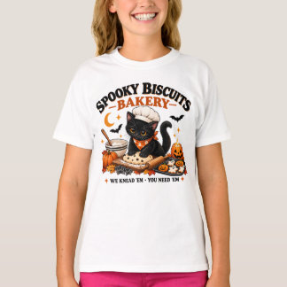 Skrämmande bageri Svart katt, Halloween Ghost kex T Shirt