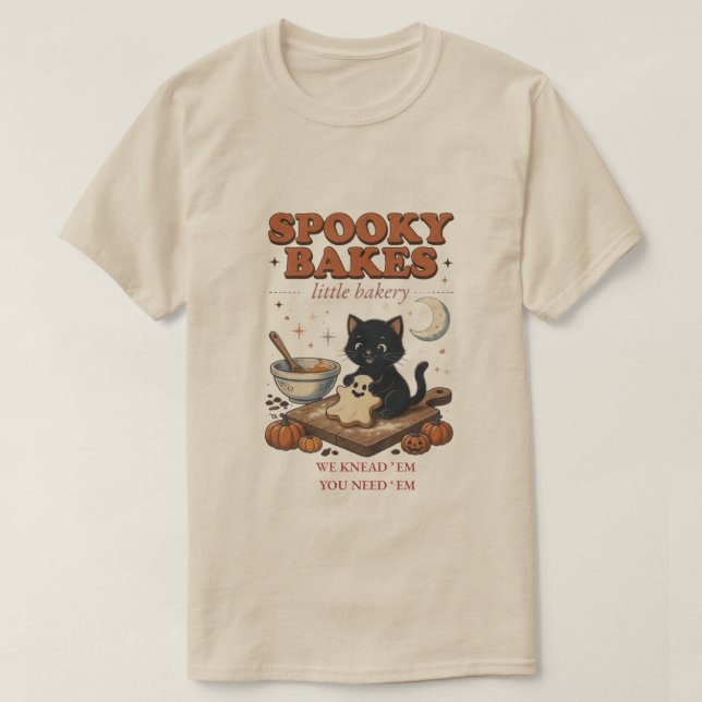 Skrämmande Bakes Halloween Katt T-Shirt (Design framsida)