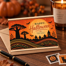 Skrämmande Baobab Halloween vykort