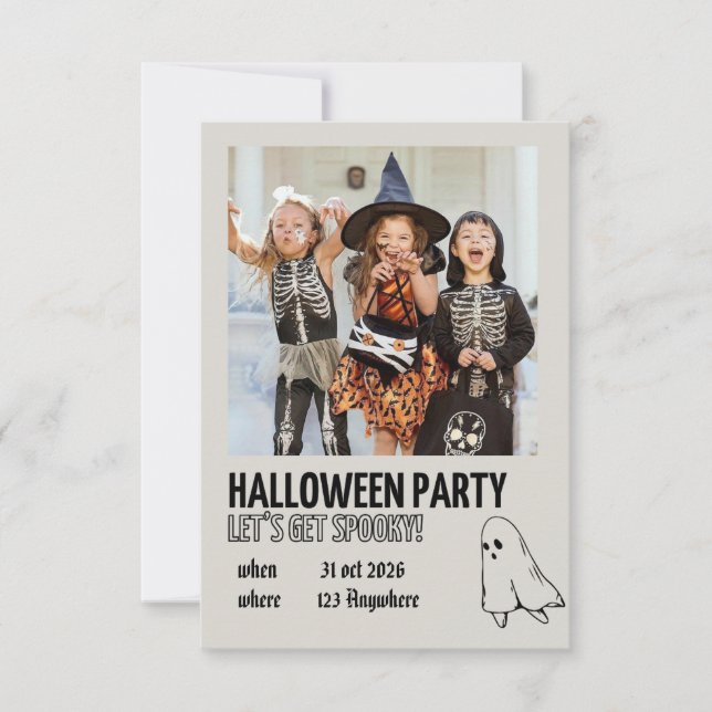 Skrämmande barn Halloween-fest inbjudan mall (Framsida)