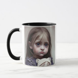 Skrämmande barn med docka Halloween kuslig Mugg