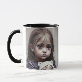 Skrämmande barn med docka Halloween kuslig Mugg