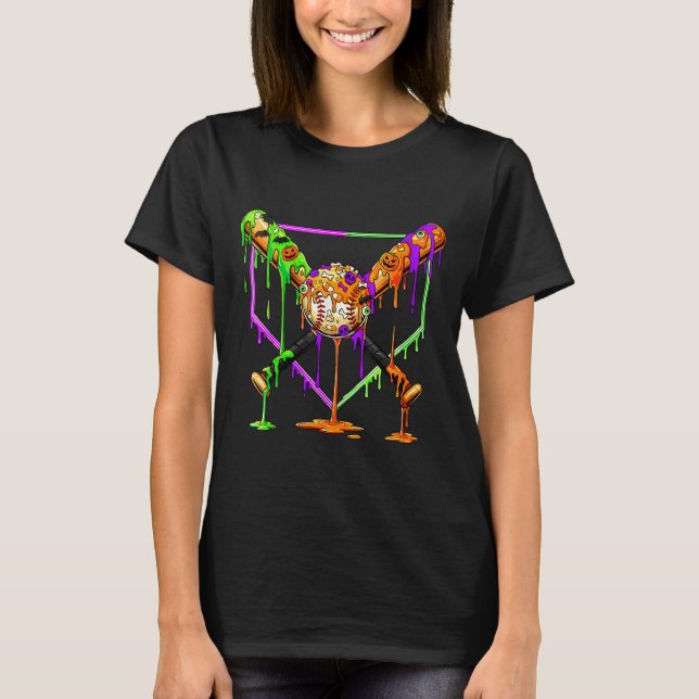 Skrämmande Baseboll Glass Dropp Hemmaplan Drippar T Shirt (Framsida)