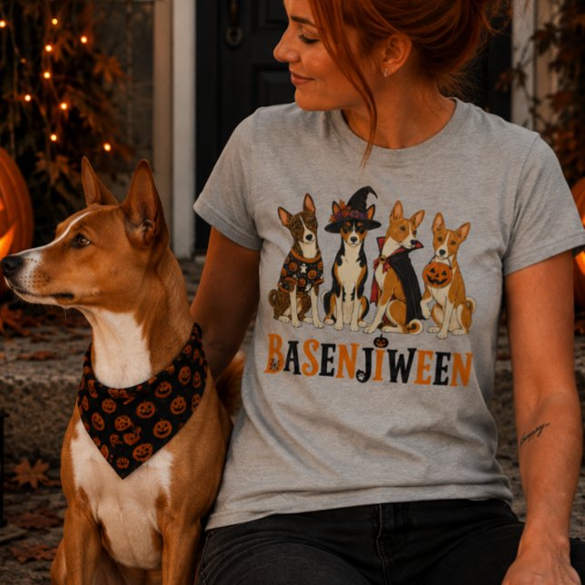 Skrämmande Basenjis Halloween-design Basenjiween T Shirt (Skapare uppladdad)