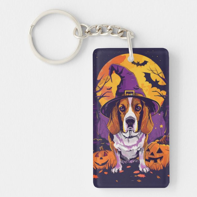 Skrämmande Beagle Halloween-Häxa Och Pumpa (Framsidan)