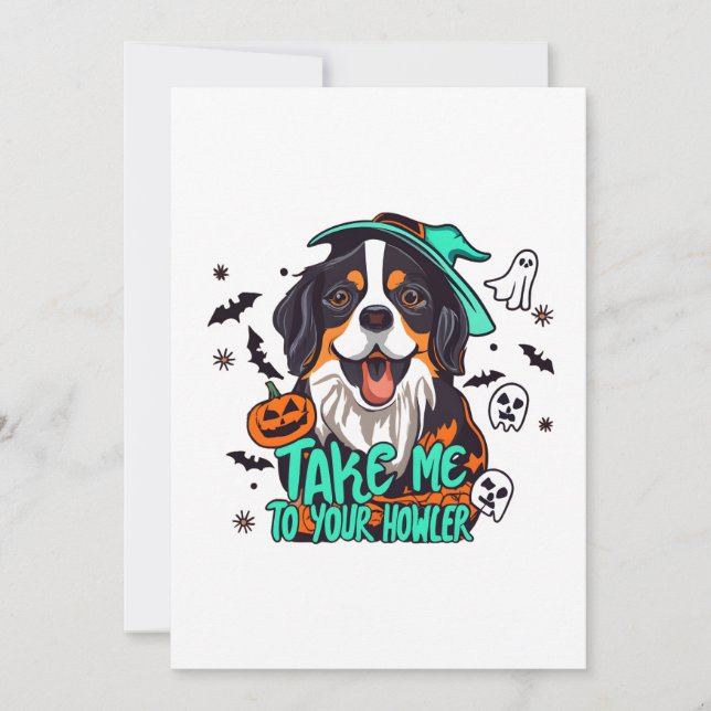 Skrämmande Bernese Halloween : Ta mig till din yla Inbjudningar (Framsida)