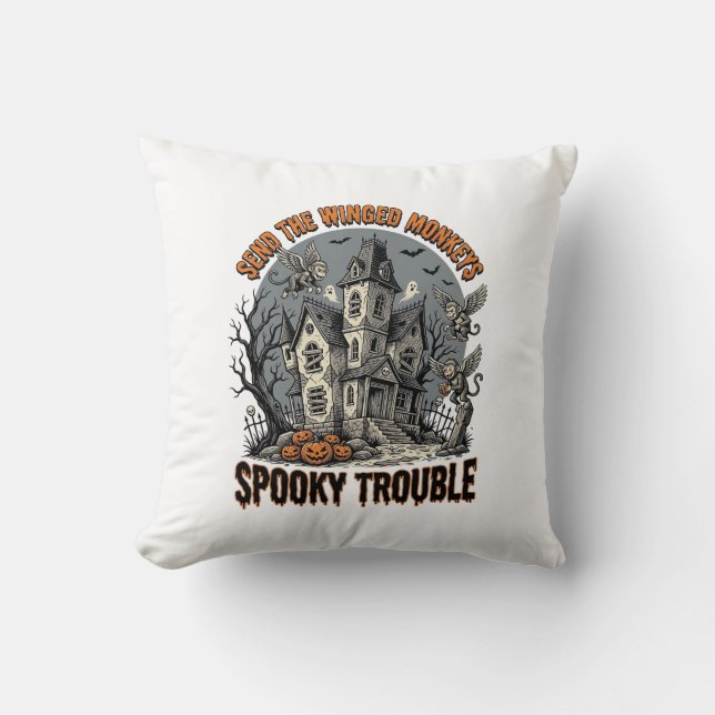 Skrämmande bevingade apor spökar Halloween-tröja_1 Kudde (Framsida)